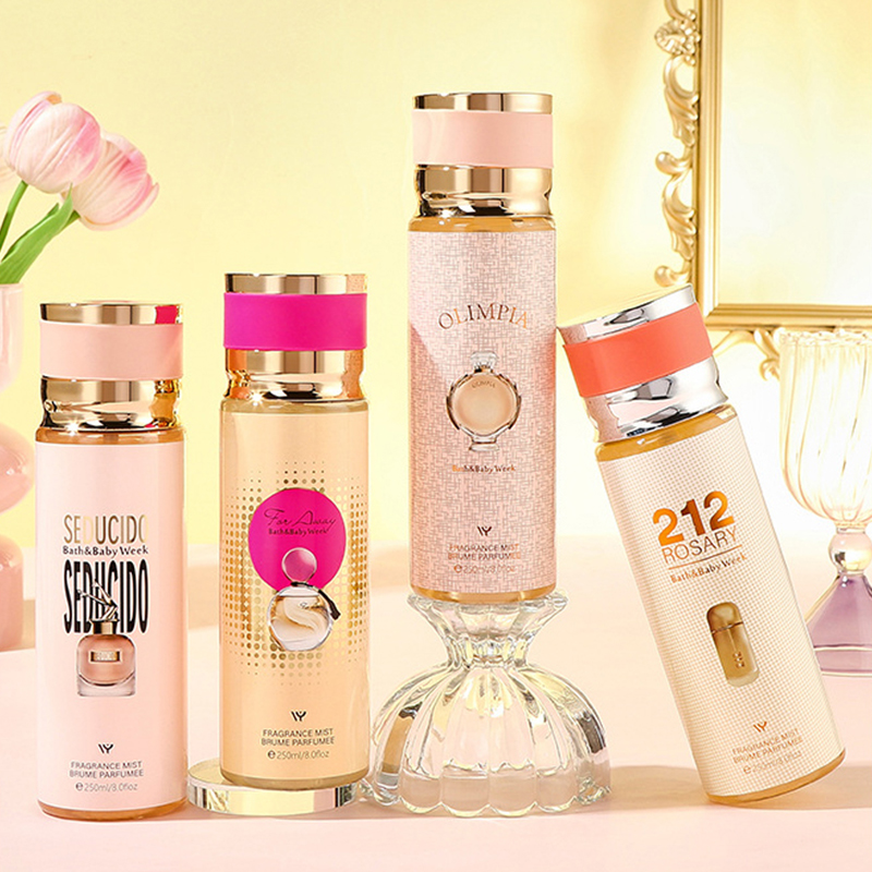 250ml ব্র্যান্ডের সুগন্ধি মিষ্টি ফুলের মহিলাদের বডি স্প্রে বডি মিস্ট পারফিউম ডিজাইনার পারফিউম